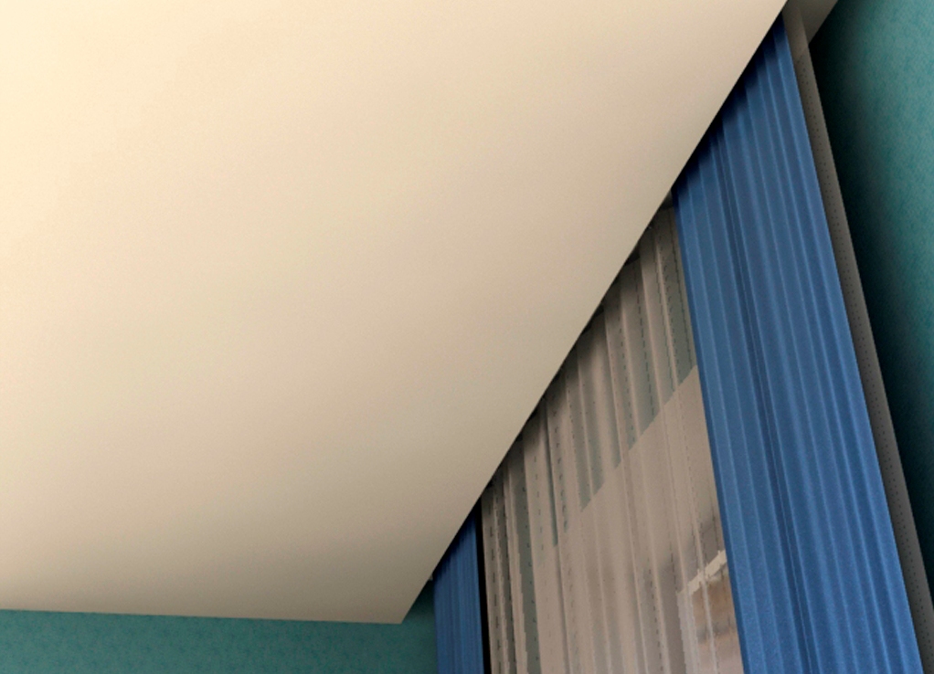 Натяжные потолки со встраиваемым потолочным карнизом для штор - фото, цены, монтаж